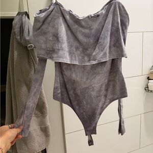 Gray Off-Shoulder Women's body suit
